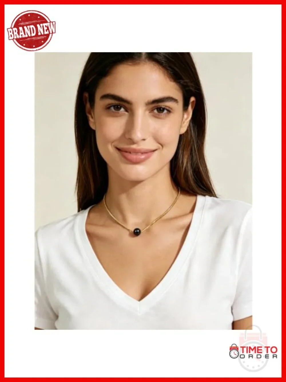 Single Freshwater Pearl Choker Necklace - Dainty Hematite Beaded Pendant 16-18